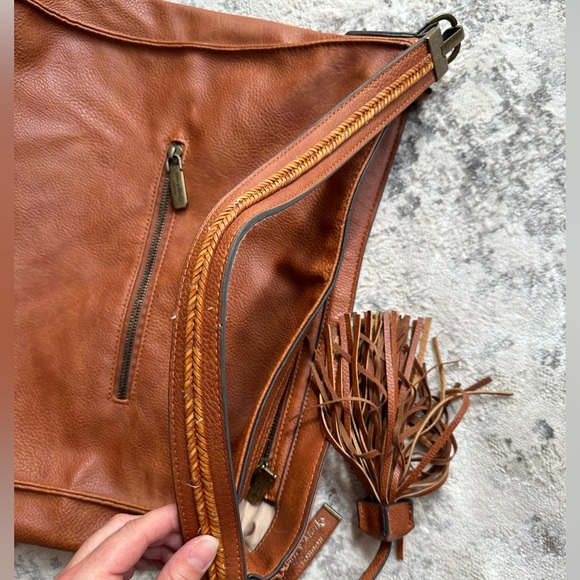 Darcy Marks London vegan brown leather shoulder tote purse - Picture 3 of 8